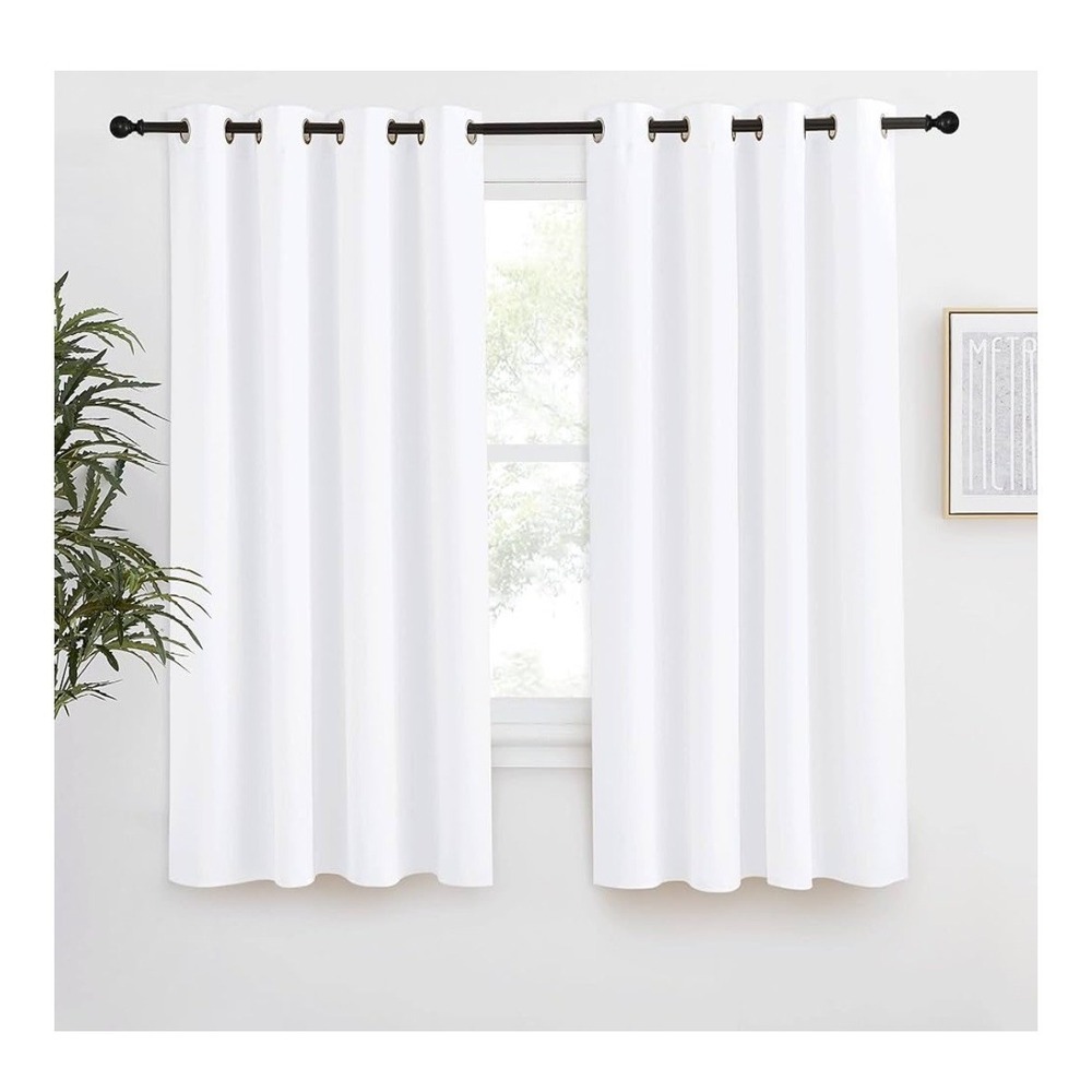 White Grommet Top Light Filtering Curtains Set of 2